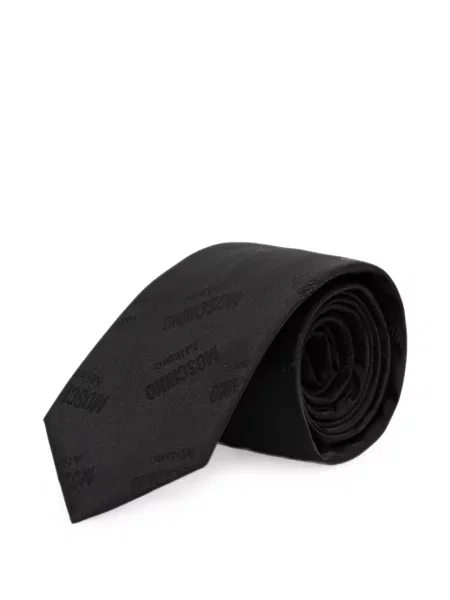 Cravată Moschino din jacard cu autograf negru