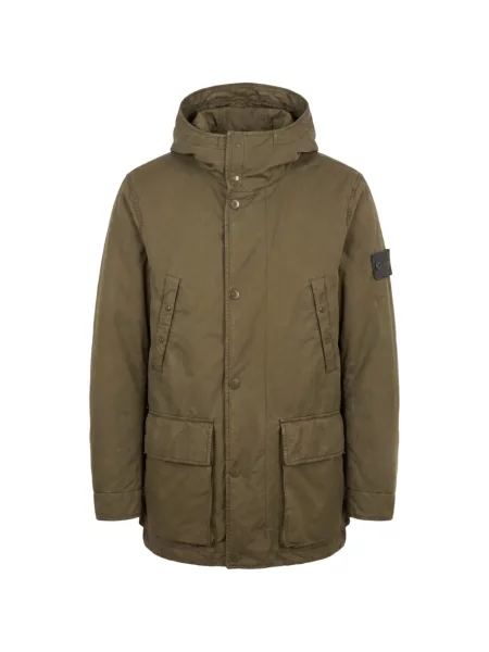 Palton Stone Island cu glugă cu strasuri verde