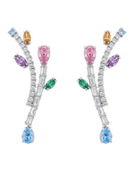 Swarovski Náušnice světlemodrá / lenvandulová stříbrná růžová
