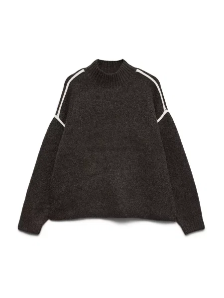 VERO MODA Pulover VMBoom ciocolatiu alb