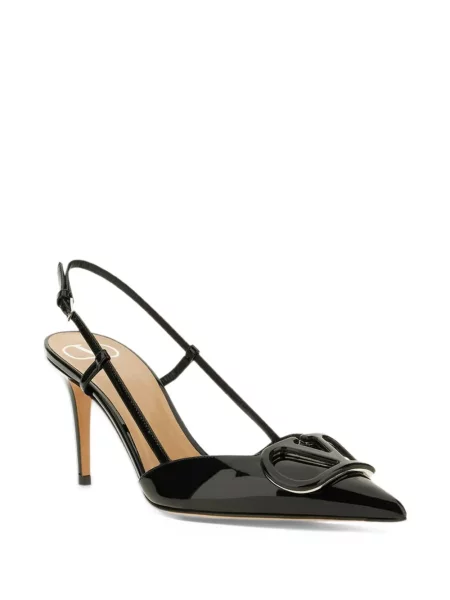 Pantofi cu toc Valentino Garavani din piele de lac slingback negru