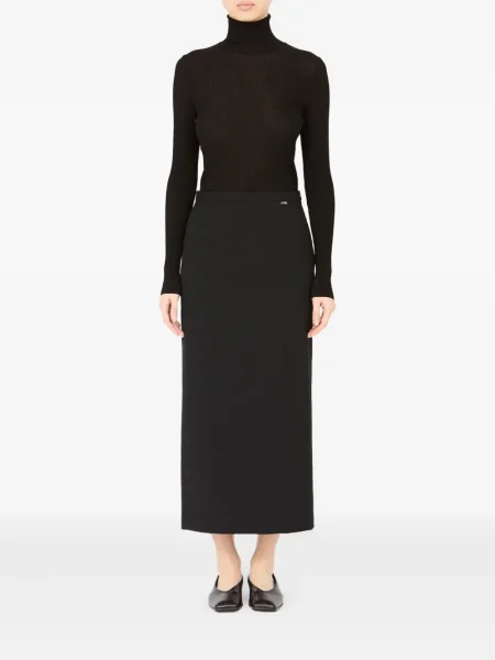 Fustă midi Mm6 Maison Margiela până la genunchi negru