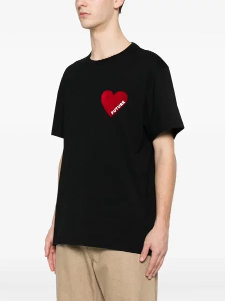 Tricou From Future cu motiv cu inimi negru