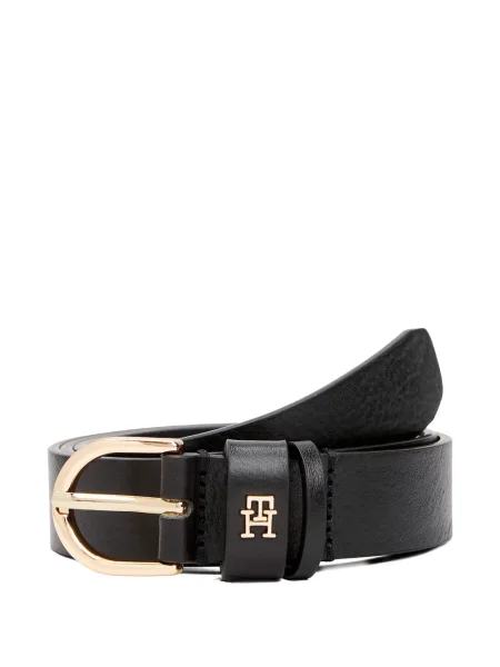 Curea Tommy Hilfiger din piele cu autograf negru