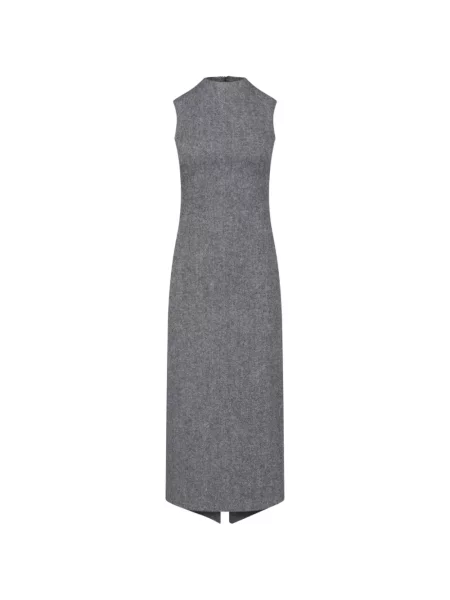 Rochie midi Maison Margiela fără mâneci cu model herringbone gri