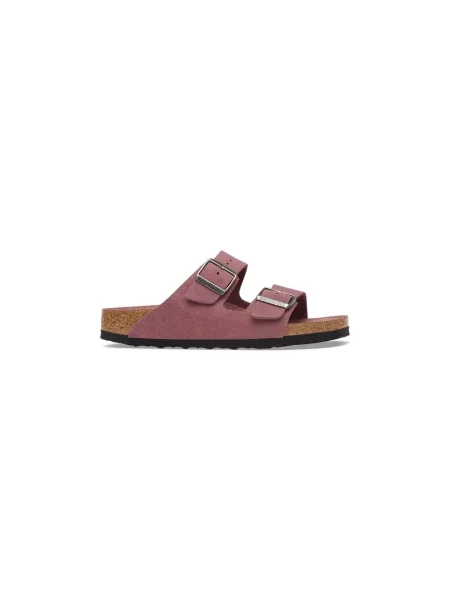 Birkenstock klapki zamszowe Arizona Soft Footbed Suede Leather różowe