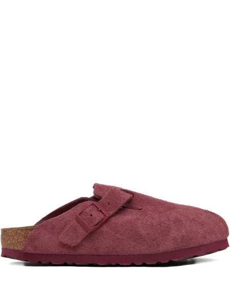 Papuci tip mules Birkenstock din piele de căprioară roșu