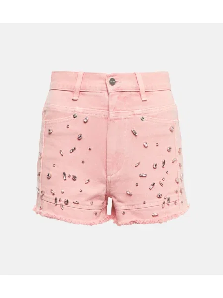 Pantaloni scurți din denim Xu Zhi de cristal roz