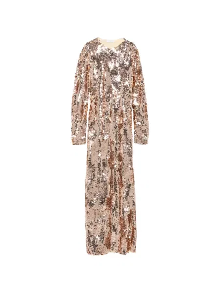 Lung rochie maxi Rabanne cu paiete roz