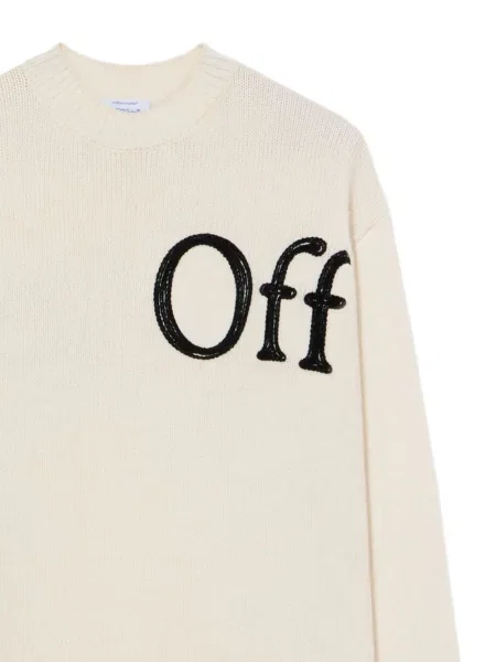 Pulover Off-white cu autograf alb
