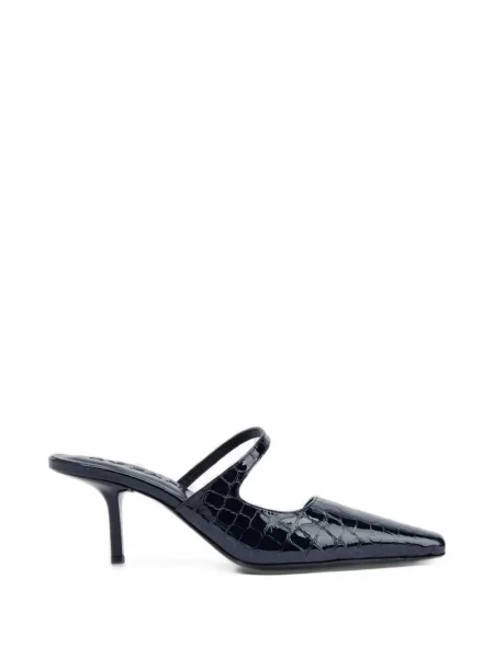 Papuci tip mules By Far din piele albastru
