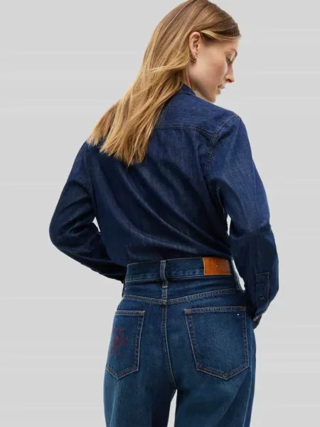 Jeans o prostym kroju z czystej bawełny Tommy Hilfiger niebieskie