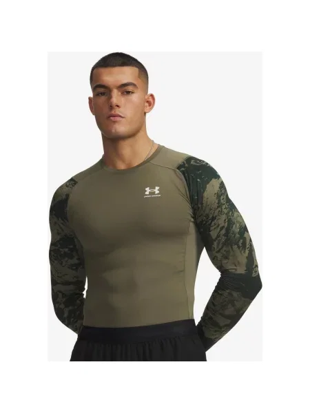 Koszulka z długim rękawem damska Under Armour HeatGear Compression Colorblock oliwkowy S zielony