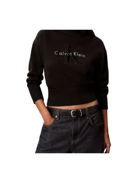 Calvin Klein Jeans Sveter / biela čierna