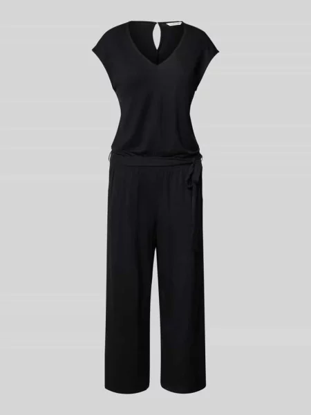 Kombinezon o kroju regular fit z wiązanym Tom Tailor czarny