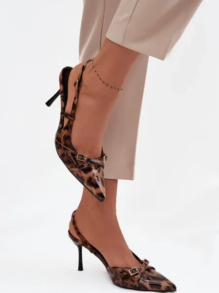 Полуотворени обувки Boto с принт с леопардов принт черно