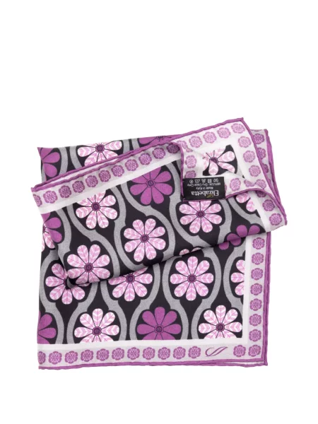Fular Elizabetta cu model floral cu imagine negru