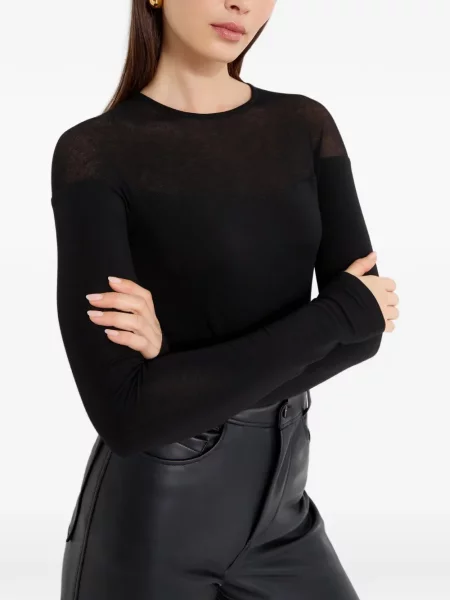 Top Marcella cu perle transparente negru