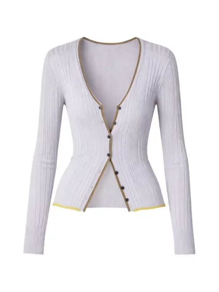 Cardigan Roberto Collina cu nervuri violet