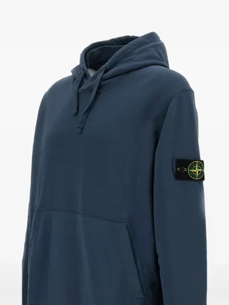 Флийс суичър с качулка Stone Island с качулка камъни синьо