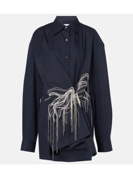 Cămașă Dries Van Noten drapată albastru