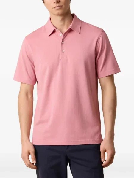 Scurt tricou polo Brooks Brothers din jerseu roz