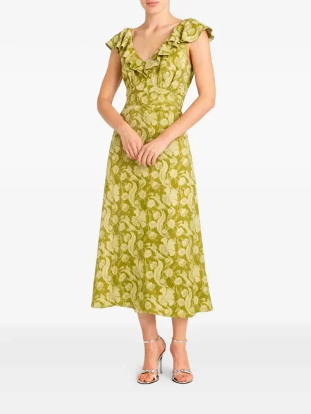 Rochie Temperley London cu model floral cu imagine verde