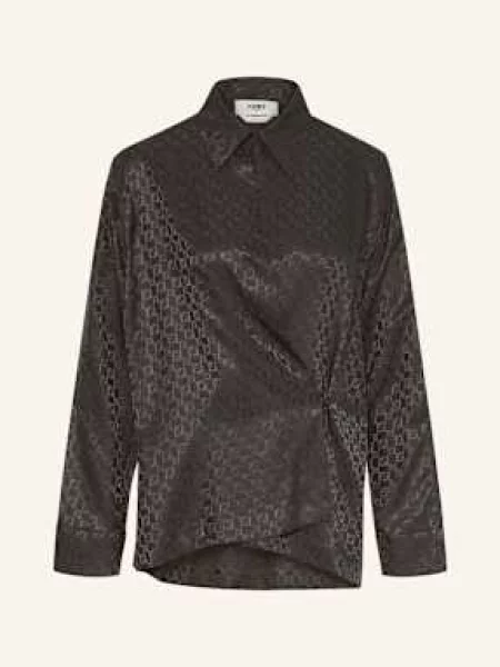 Fendi Bluzka Camicia Chess Z Jedwabiu braun