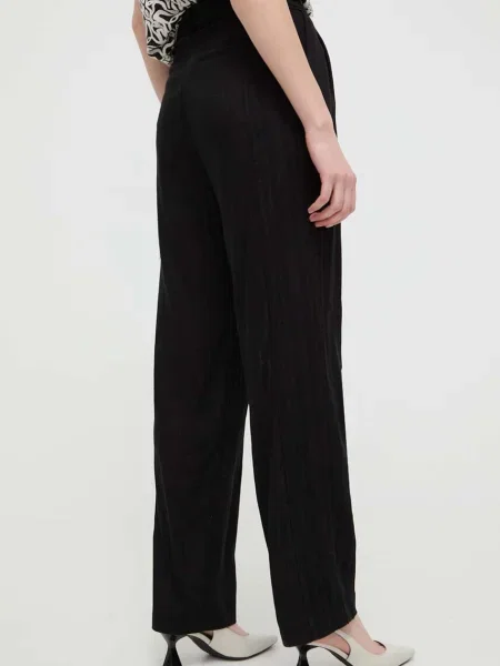 Kalhoty s příměsí lnu Desigual ARMAND high waist černá