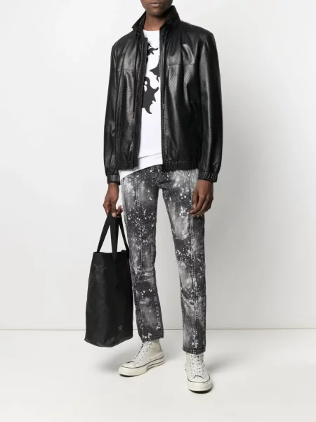 Skinny jeansy skinny Diesel z przetarciami czarne