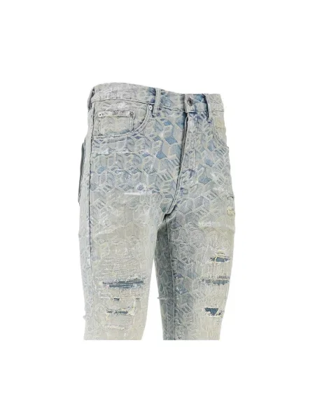 Jeansy Purple Brand żakardowe niebieskie