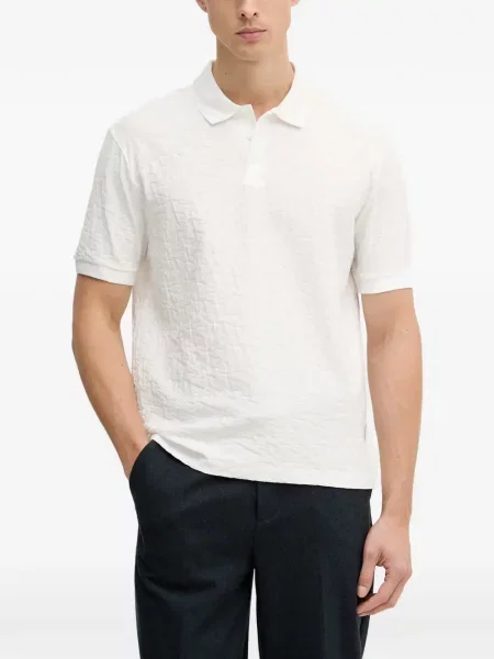 Tricou polo Armani Exchange cu autograf alb