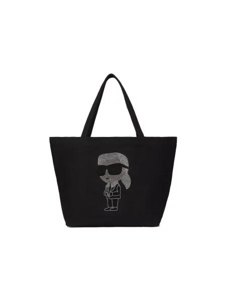 Vještački dijamant shopper torbica Karl Lagerfeld crna
