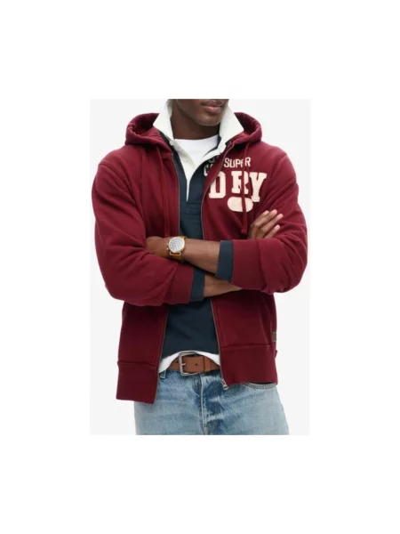 Bluza z kapturem Superdry z kapturem czerwona