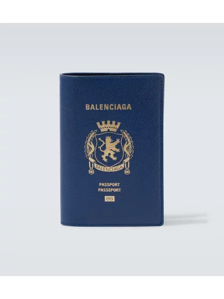 Portofel Balenciaga din piele cu imagine albastru