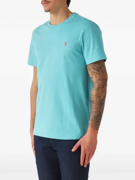 Πουκάμισο Polo Ralph Lauren με κέντημα από ζέρσεϋ μπλε