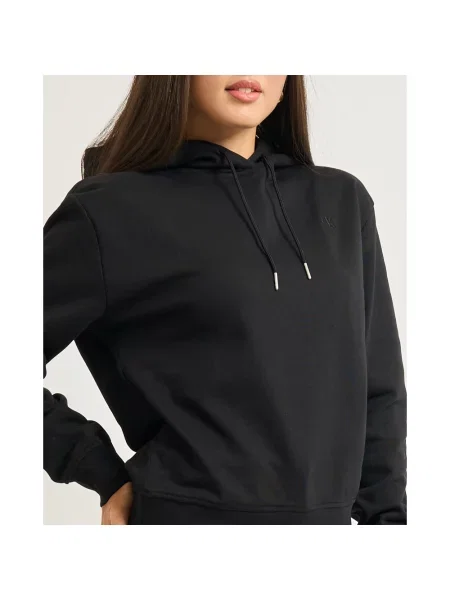 Calvin Klein Bluzy Kobieta S Bluza z kapturem z bawełny frotte z monogramem czarny
