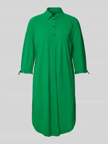 Sukienka koszulowa o długości do kolan z listwą guzikową Marc Cain zielona