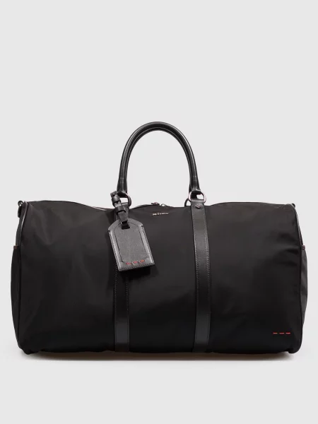 Дорожня сумка з металевим логотипом Kiton чорна