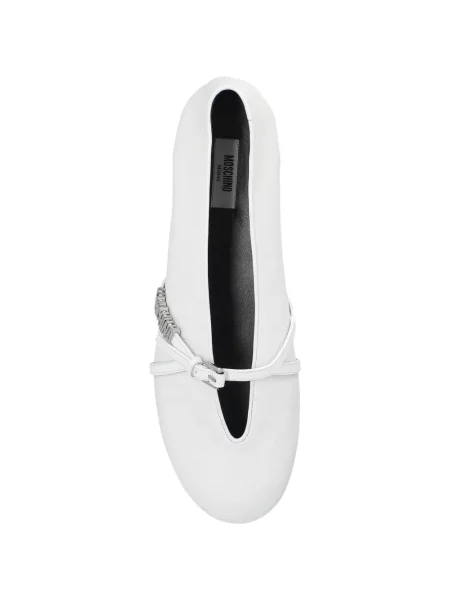 Balerini Moschino din piele alb