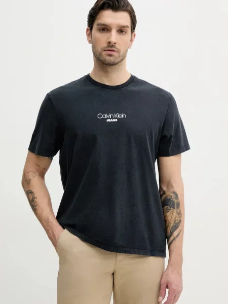 Kratka majica Calvin Klein Jeans mornarsko modra