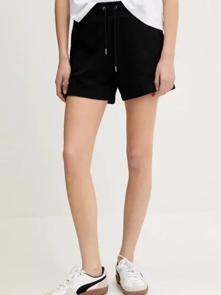 Guess Jeans szorty gładkie high waist czarny