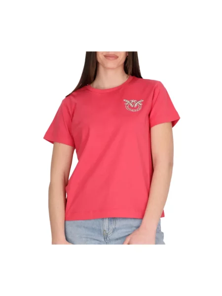 Koszulka Pinko casual z dżerseju z autografem czerwona