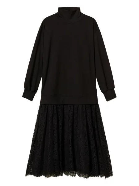 Rochie midi Twinset din fleece până la genunchi de costum negru