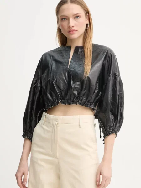 Day Birger et Mikkelsen bluză din piele Dorothy neted negru