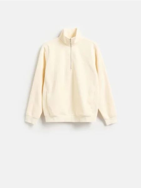 Reserved Bluza ze stójką złamana biel