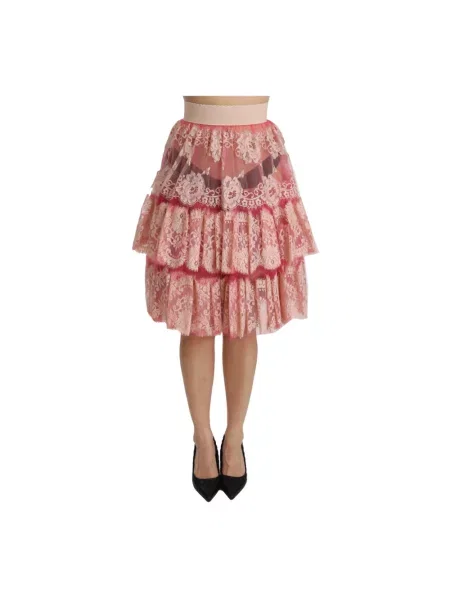 Spódnica Dolce And Gabbana z wysoką talią różowa