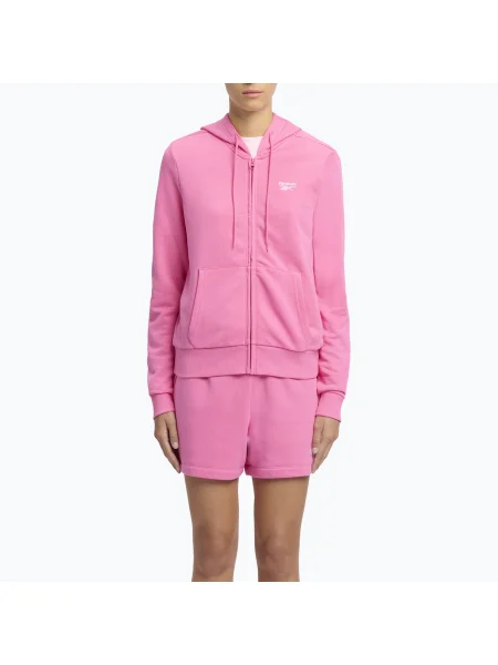 Női Reebok Small Logo French Terry FZ pulóver true rózsaszínű Small Logo French Terry FZ rózsaszín