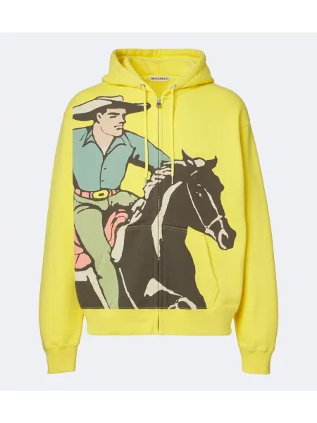 Hanorac cu glugă Jw Anderson cu imagine din jerseu galben