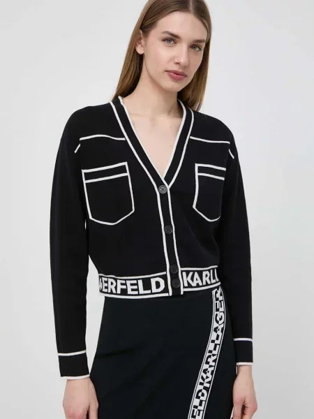 Жилетка с вълна Karl Lagerfeld черно
